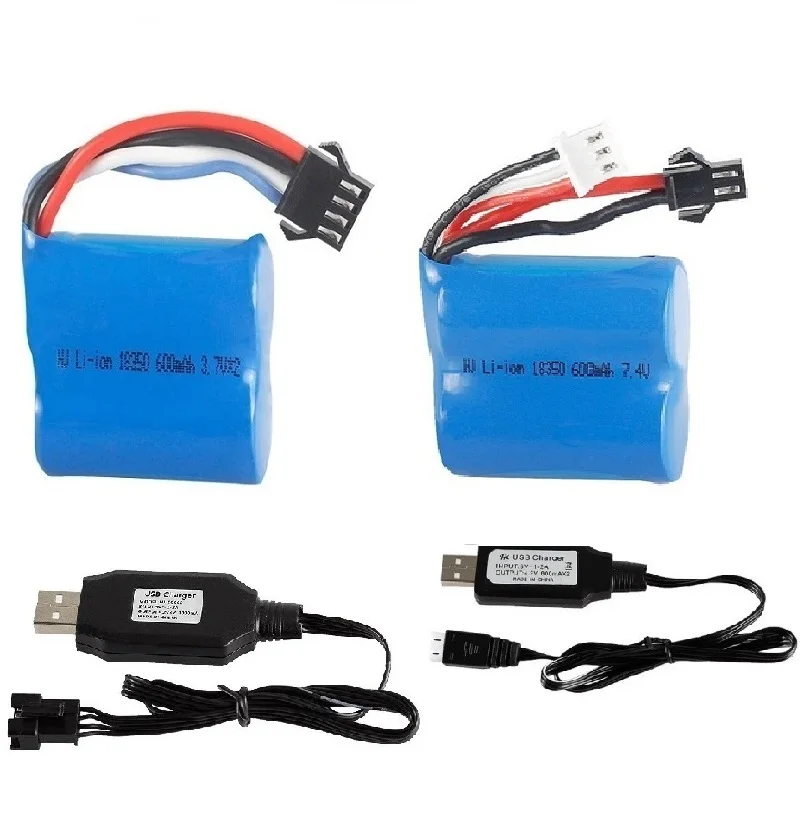 SM2P/SM4P 7.4V 600mAh 3.7V * 2 18350 batteria agli ioni di litio/set di caricabatterie USB per UDI001 UDI011 H100 H102 H106 Venom barca ad alta