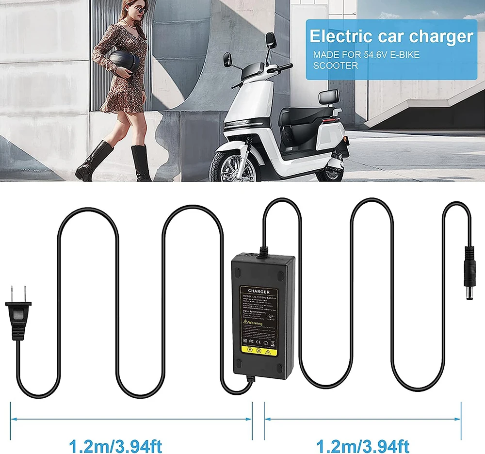 54.6V 2Amp Charger for Fast and Safe Charging 48V 13S Li-ion Battery Compatible with  Balancing Electric  /Hoverboard