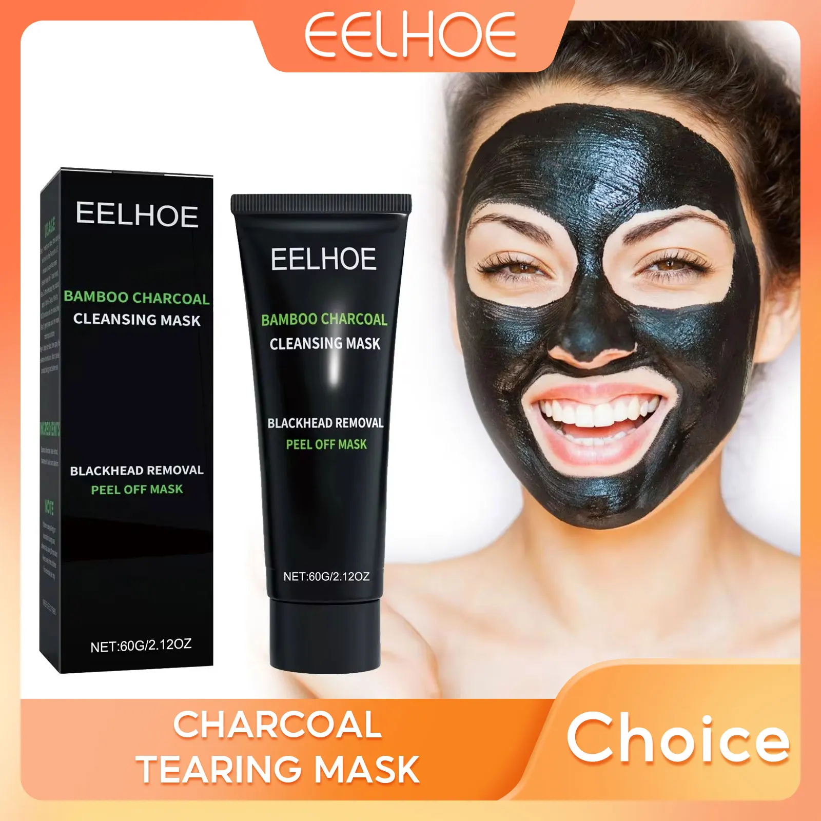 

Charcoal Face Peel off Mask Nose Cleaners Mask Cleansing Face Acne Blackhead Removal Cream Oil Control Tearing Mask Remover 60g