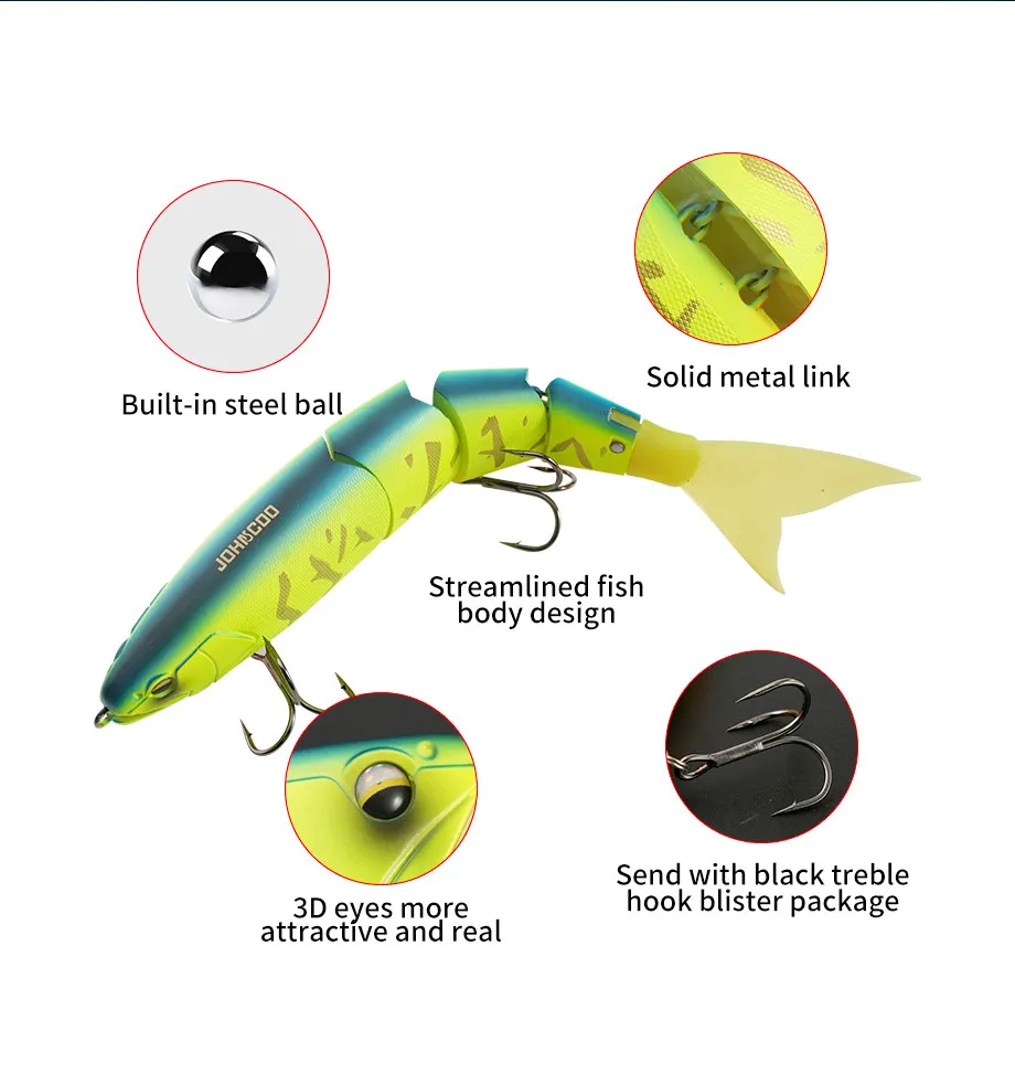 2 Stück/Set Riesiger Angelköder 250mm Sinkender Swimbait 4-teilig Gelenkiger Köder für Bass und Wels Harter Swimbait – Detail 4