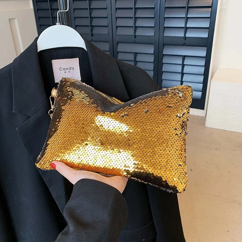 New Shiny Sequins Cosmetic Bag Multifunctional with Zipper Makeup Bag Large Capacity with Handle Toiletry Bag Multi-Purpose Use