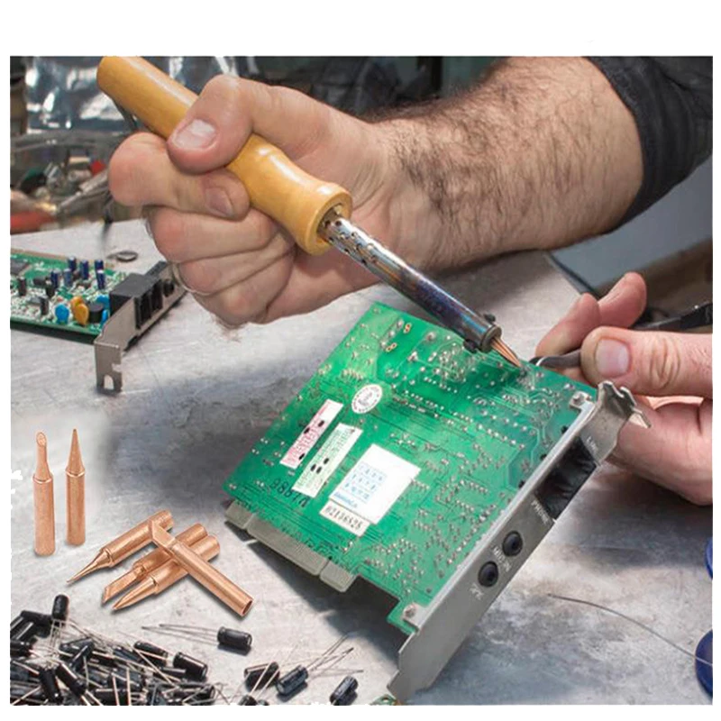 5 stücke Spitze Für Lötkolben Professionelle Elektronische Lötkolben Spitze Reinem Kupfer 900 MM Luotie Kopf Anzug – Detail 6