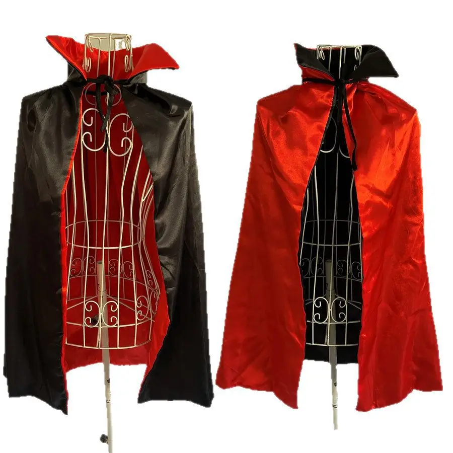 Red and Black Double-sided Cloak Children's Performance Wizard Costume Party Halloween Performance Props