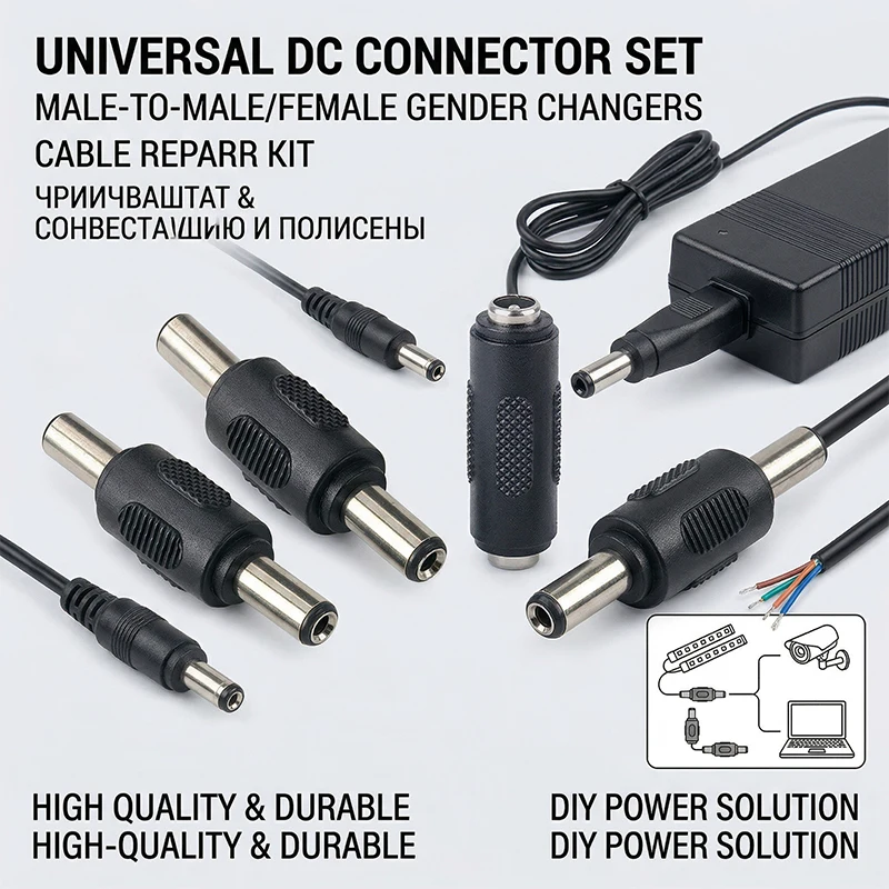 40PCS 5.5x2.1mm DC Power Extension Cable – 12V 2A Male to Female / Female to Male Adapter for CCTV Camera & Security System