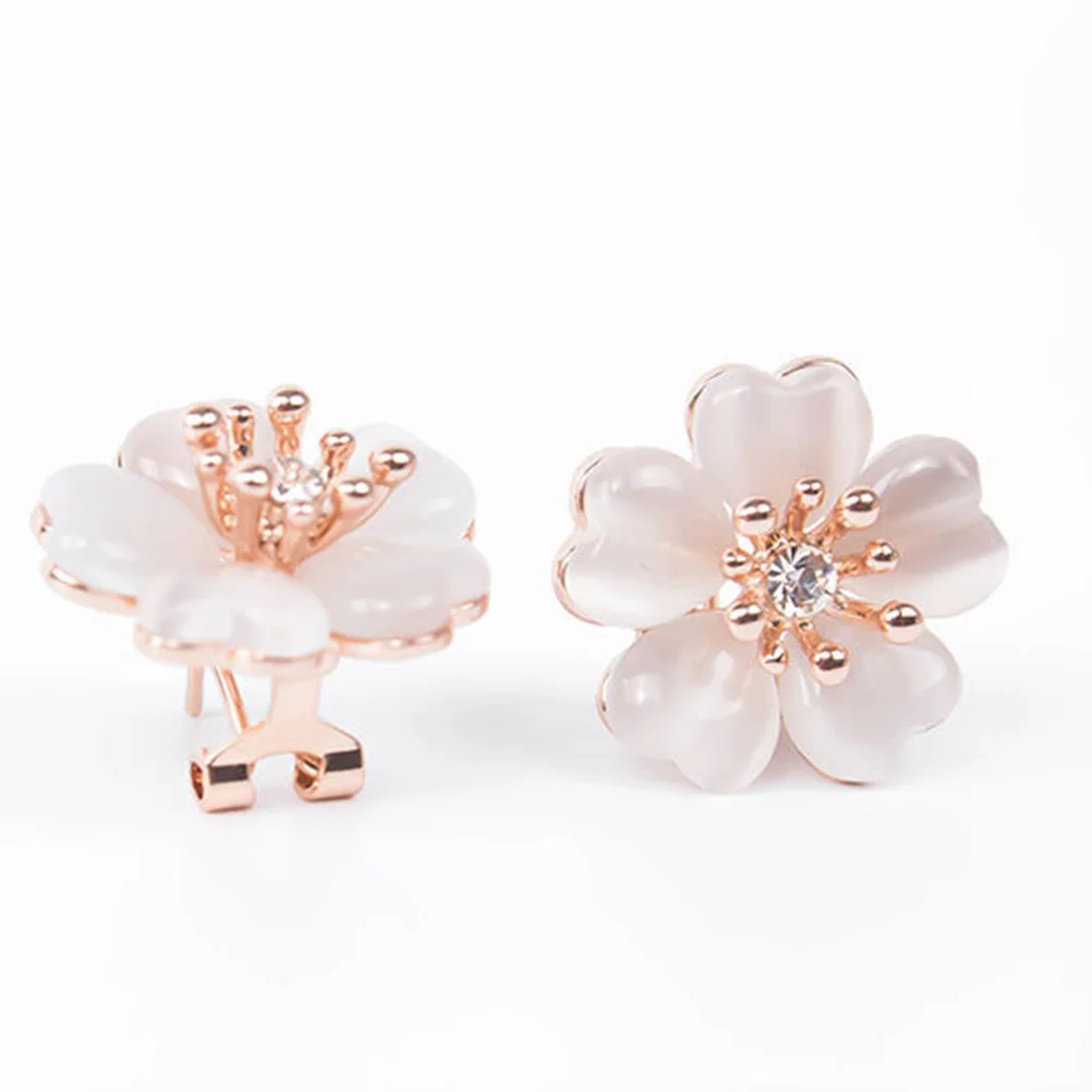 سبيكة زهرة قلادة أقراط مجموعة مجوهرات حساسة زهرة على شكل قلادة قابل للتعديل سلسلة هدية لعيد الحب الذكرى #5