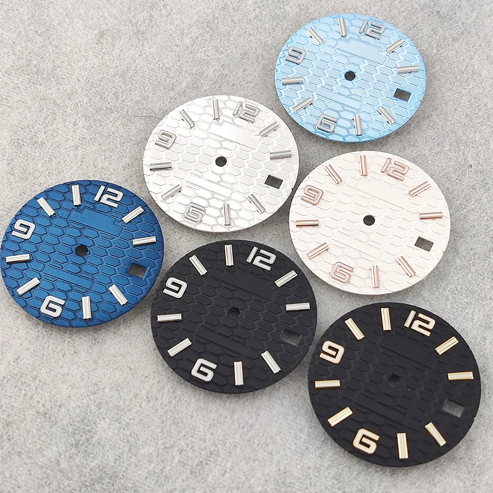28.5mm Dial NH35 Dial Luminous NH36 Dial Blue Dial Custom LOGO Laser Printed Suitable For NH35/36 Movement Watch Accessories