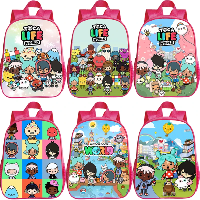 

Kids Pink Bookbag Toca Life World Print Kindergarten Backpack Baby Cute Cartoon Schoolbag Girls Softback Backpack BirthdayGift