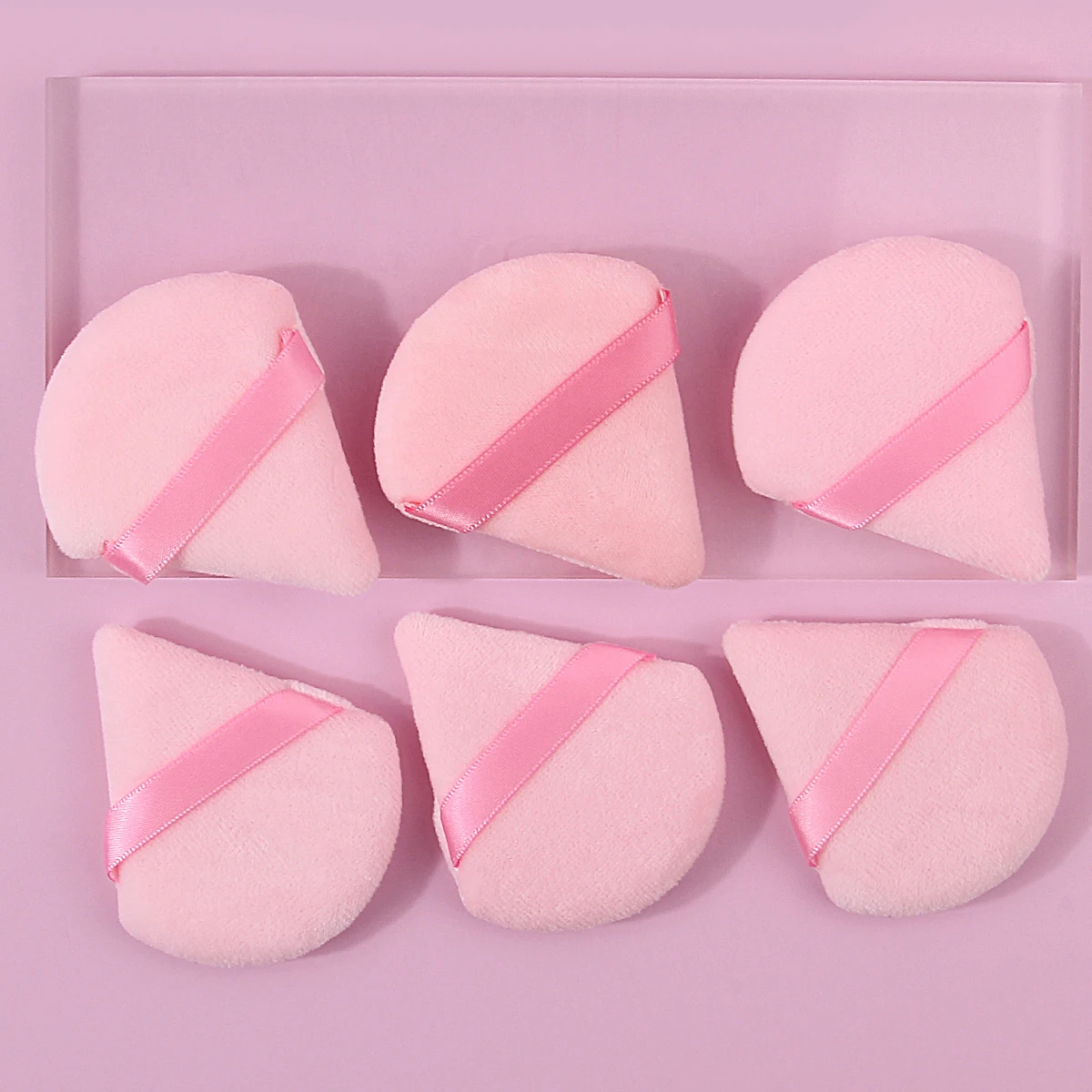 6PCS 대형 플로킹 삼각형 스펀지 파우더, 파우더 루스, 메이크업 세팅, 통기성, 베이스 메이크업 스페셜 메이크업 스펀지