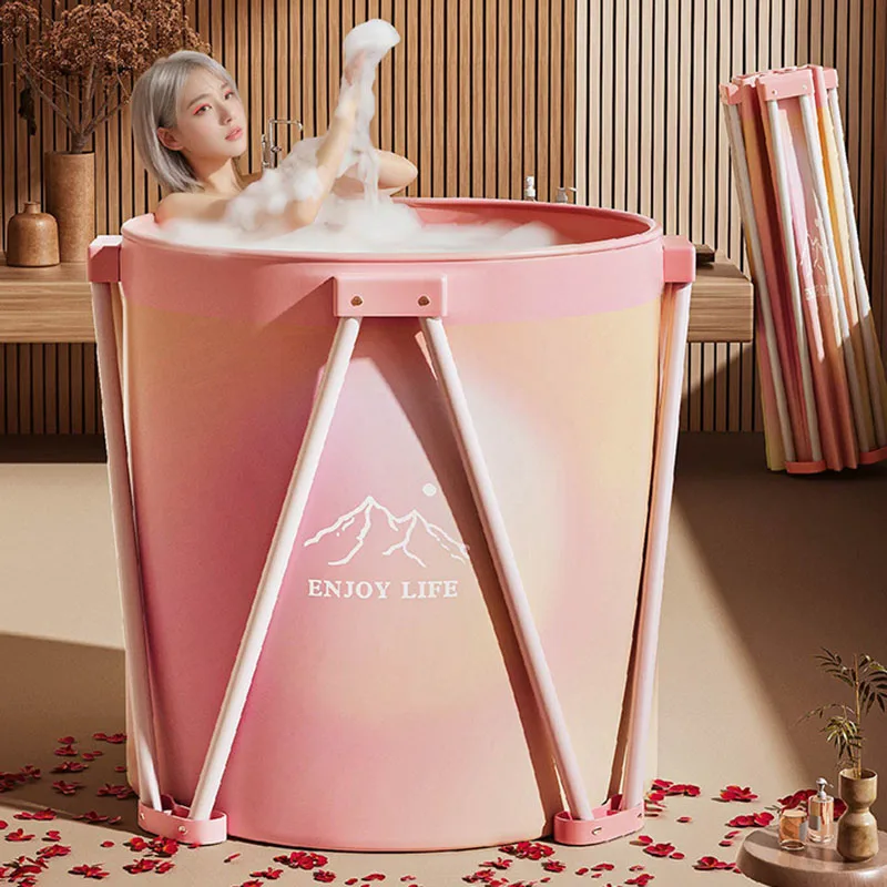 

70cmx65cm Portable Foldable Adult Round Bathtub Constant Temperature Tub Thickened Stable Children's Bath Bucket Home Furniture