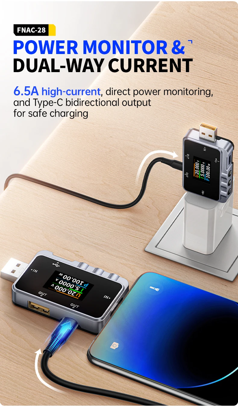 FNIRSI FNB58 FNAC-28USB Tester Typ-C Voltmeter Amperemeter Schnellladungsprotokoll-Trigger Wellenform-Kapazitäts-Powerbank-Messgerät – Detail 16