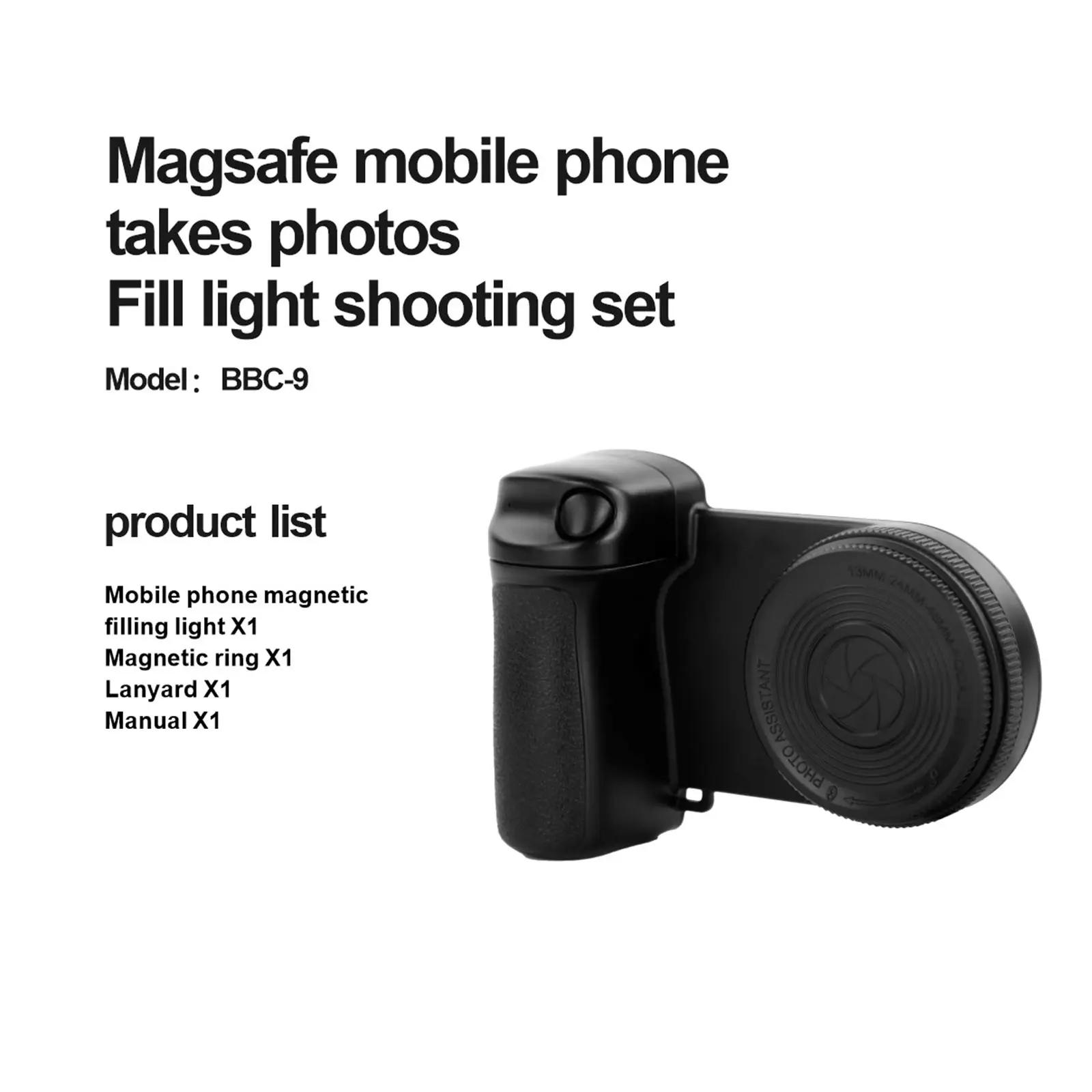 Magnetic Phone CapGrip w/ Fill Light Lamp Hand Grip Handheld Selfie Booster w/ Bluetooth Remote Control Shutter for ios Android