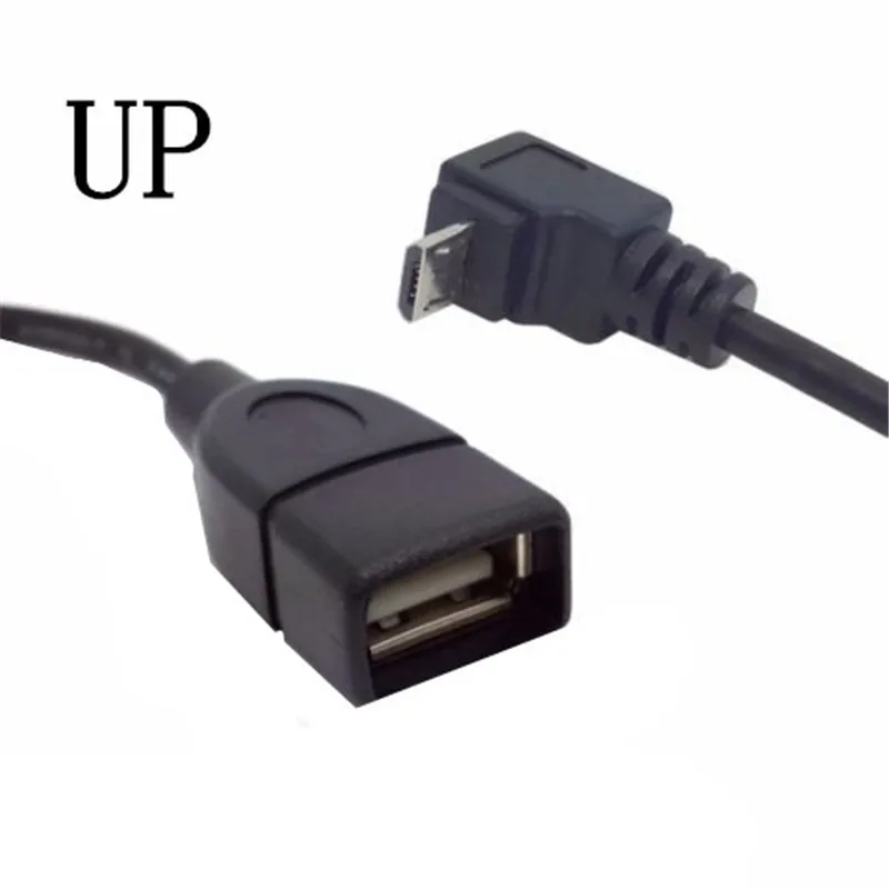 90 Degree Up & Down & Left & Right Angled Micro USB2.0 5Pin Male to USB 2.0 A Female Extension connector Adapter OTG Cable 0.25m