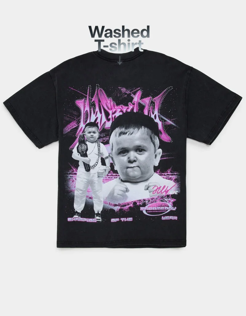 2026 Sommer UFC Marke Hasbulla Magomedov Washed Print T-Shirt Unisex Vintage Kurzarm Übergroße Boxen Tattoo Casual Tee Y2k