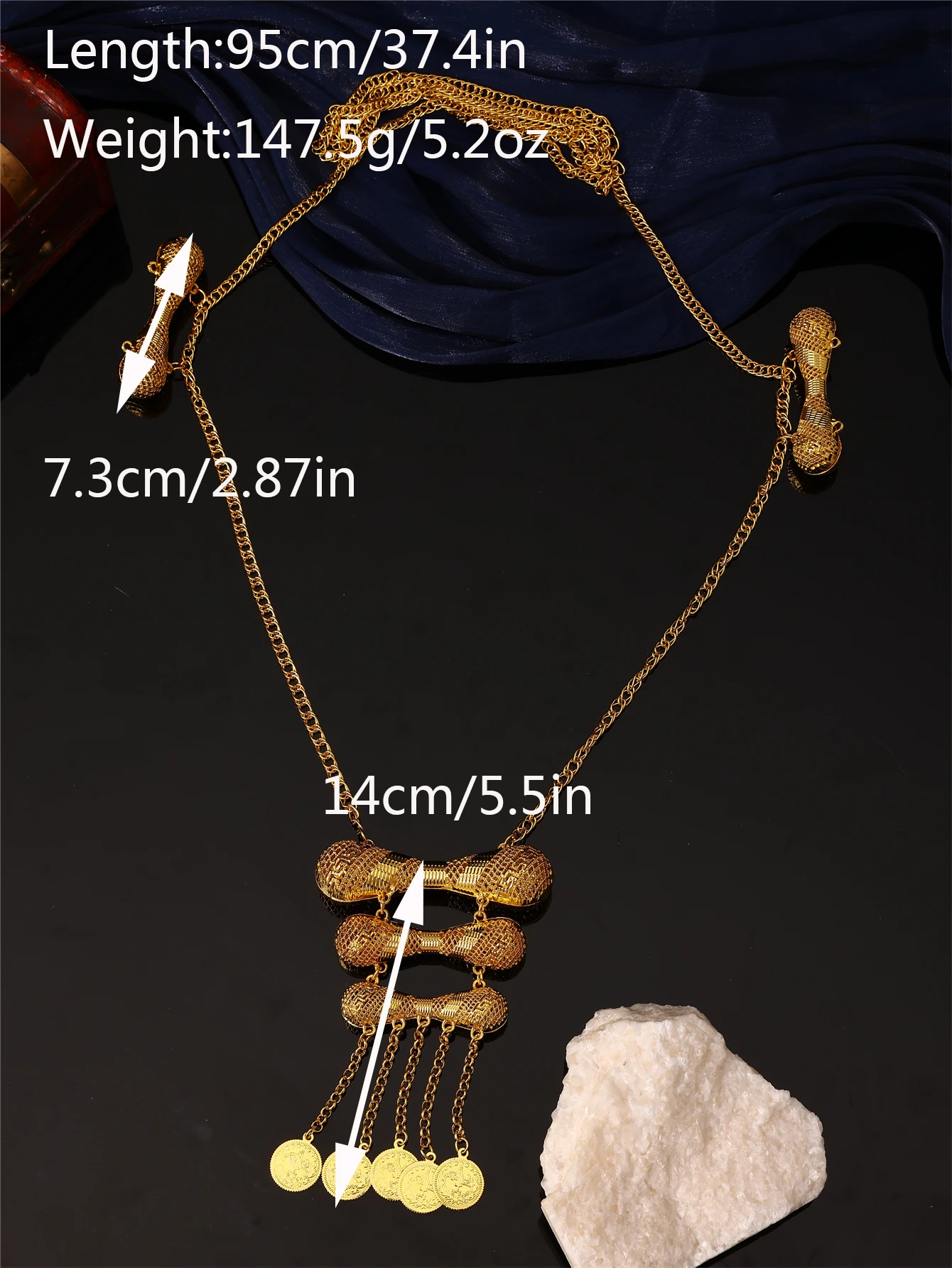 سلسلة جسم أنيقة للسيدات - شكل اسطوانة - منحوتة مجوفة - مجوهرات الزفاف والولائم للسيدات