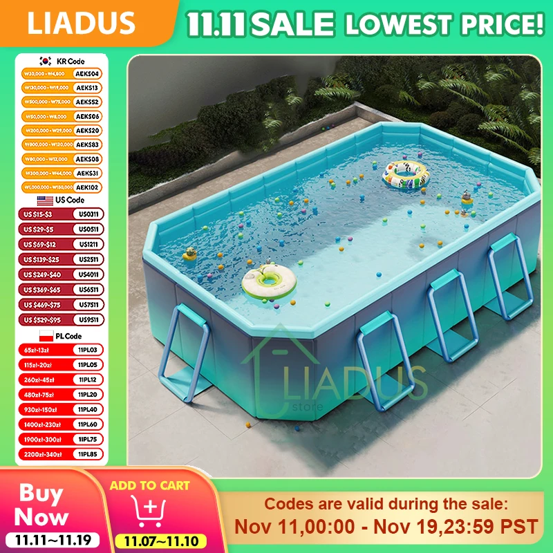 

Pump-Free Kids Pool with Sturdy Frame Built-in Slide Thickened Foldable Durable Design for Outdoor Family Water Party Backyard