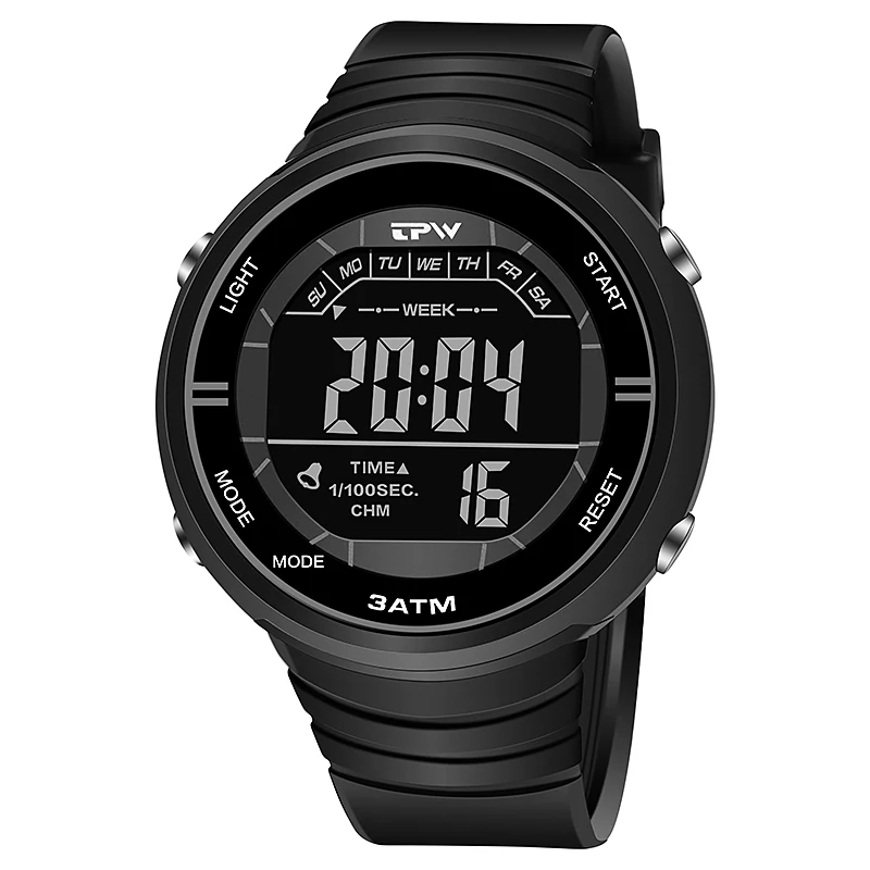 Shock Resistant Negative Display Digital Watches 3ATM Water Resist