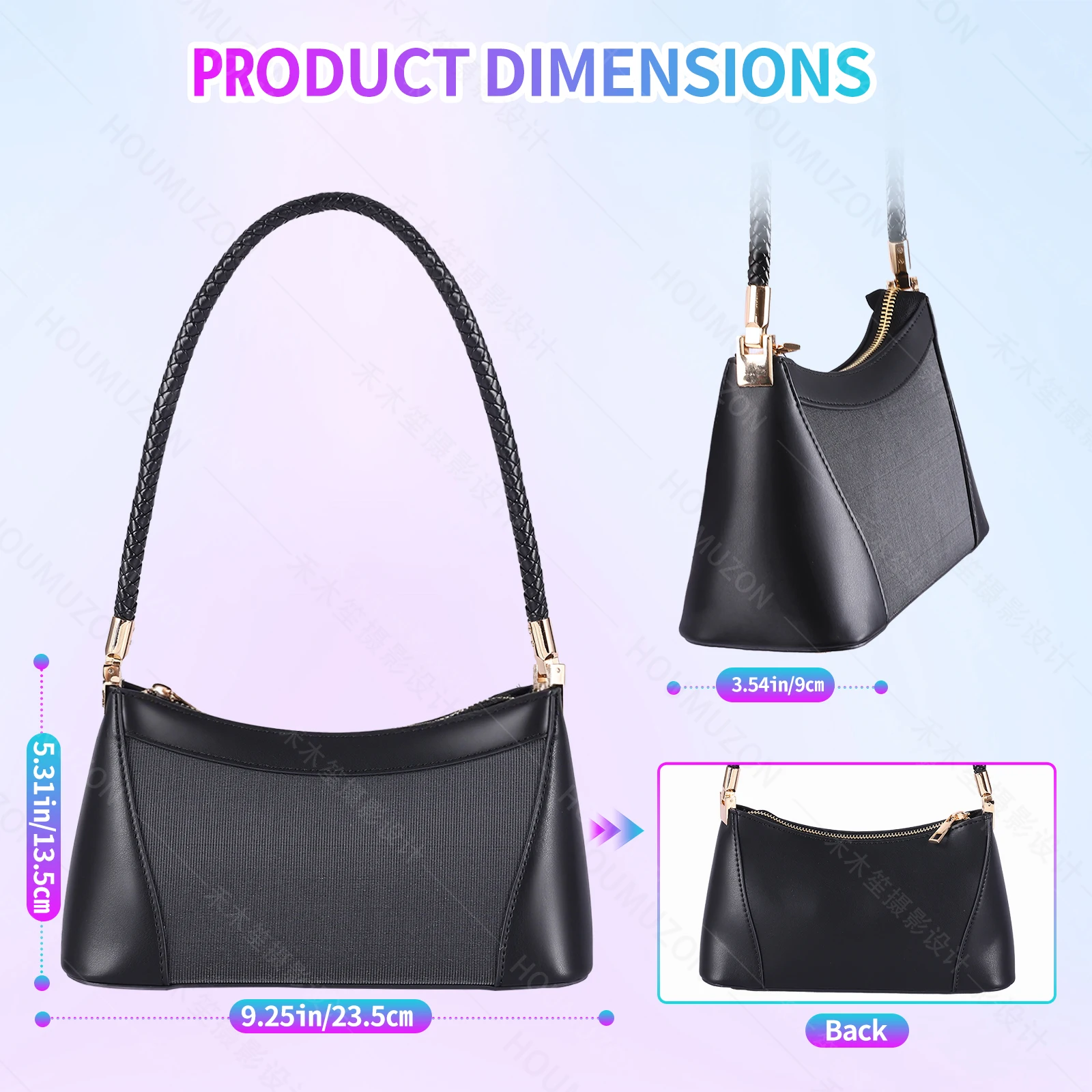 حقيبة تحت الإبط متوهجة LED حقيبة كتف مفردة أوضاع تغيير اللون معدات عصرية ثابتة 7 ألوان تغيير تلقائي