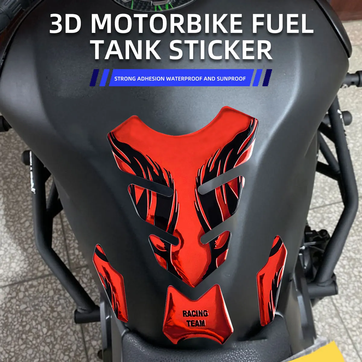 Motorcycle Fish Bone Sticker Motorcycle Tankpad Sticker Fishbone 3D Tank Pad Stickers Oil Gas Protector Decal Modification