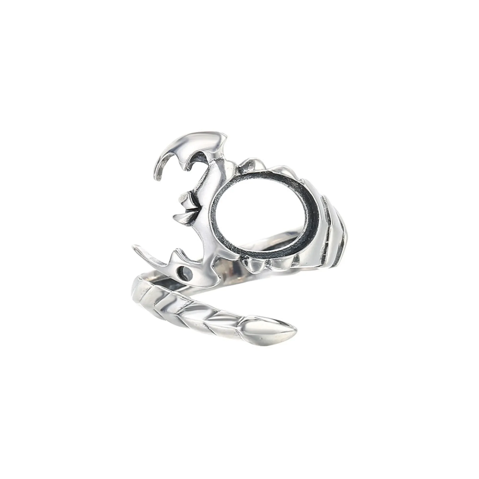 

Ring Base for 8x10mm Oval Cabochons Scorpion Shape Ring Blank Thai Sterling Silver Adjustable Ring Setting