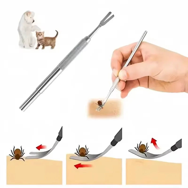 New 1Set Tick Removal Tool Professional Tick Removal Tweezers Used for Removing Human and Pet Lice Clamps Flea and Tick Removal view 4