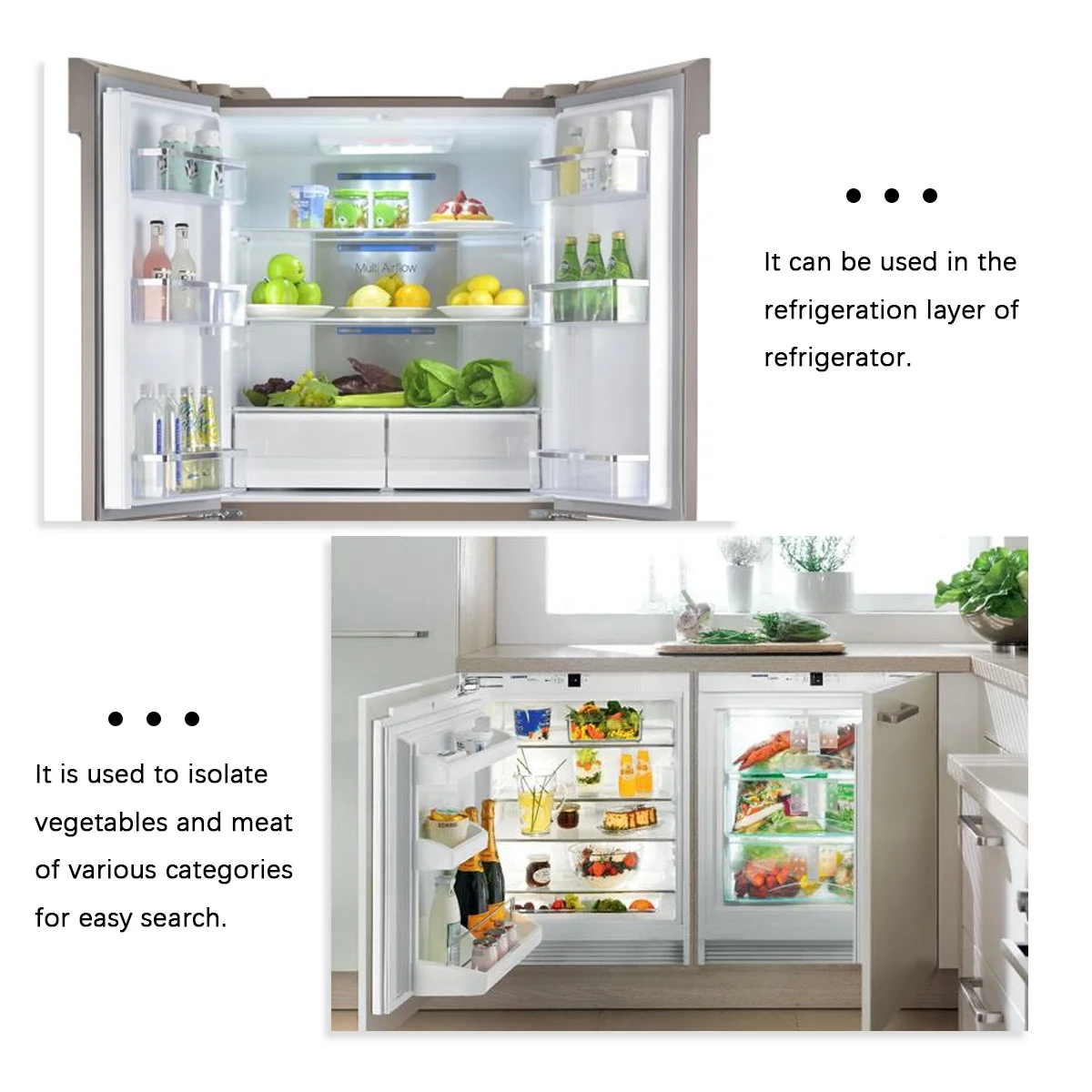 

4Pcs Fridge Layer Storage Rack PP Material No Smell Easy Install Organizer Space Saver Drawer Blue