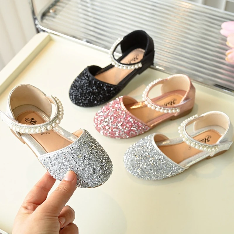 

Girl sequined princessshoe2025four season new Korean version child flat shoe fashiona girls slip soft sole child performanceshoe