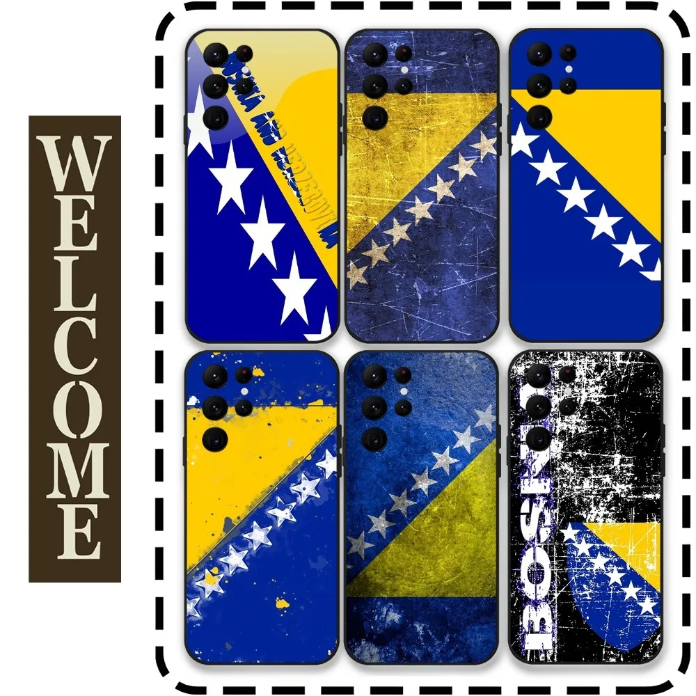 

Bosnia Map Bosnian Flag Phone Case for Samsung Galaxy S24 Ultra S22 S23 Ultra S21 S20 5G Protective Silicone TPU Funda