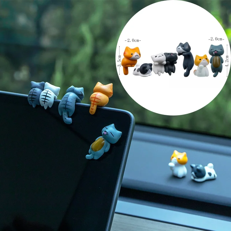 

6Pcs/Set PVC Cartoon Lucky Cat Figurines for Car Dashboard, Plant Pots, and Screen Edge Decor Decorations Miniatures Gift New