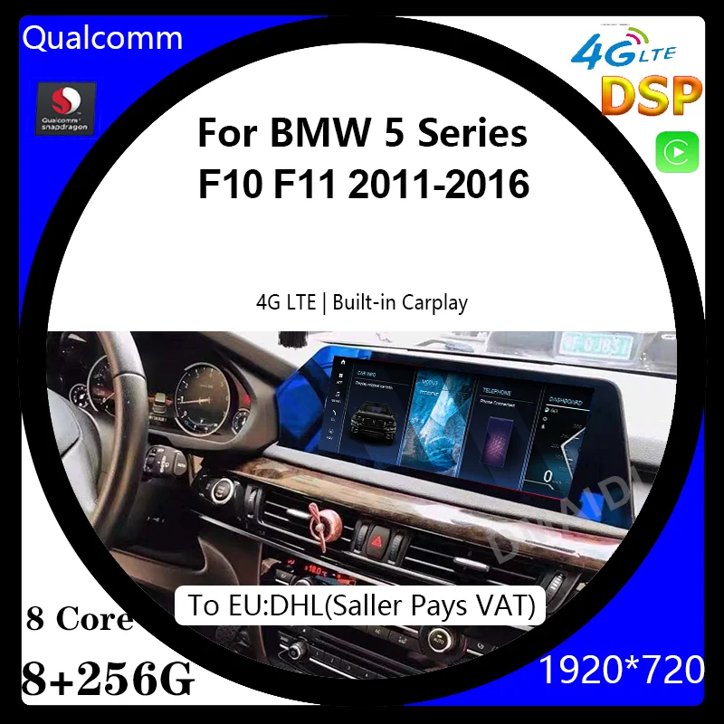 

New 12.5" For BMW 5 Series F10/F11/520d Android 12 Snapdragon Car Radio Stereo Video Multimedia Player Autoradio GPS 2011-2017