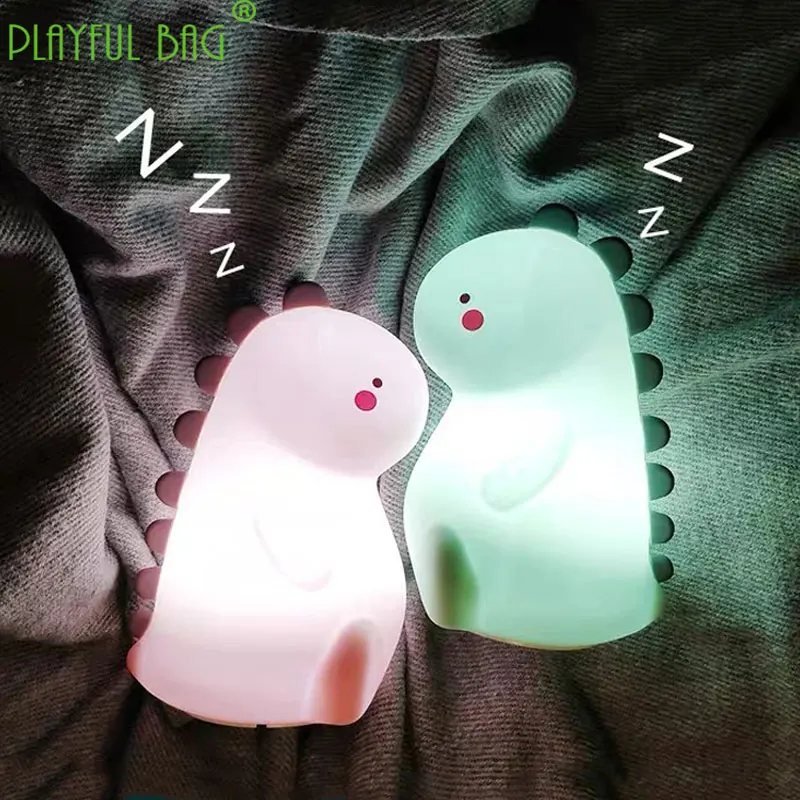 Giocattolo di decompressione cute little dinosaur silicone night light cambia colore telecomando dual function ornament zd68