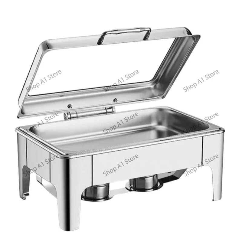Stainless Steel Alcohol Heating Buffet Chafing Dish, Portable Food Warmer for Outdoor Camping Breakfast