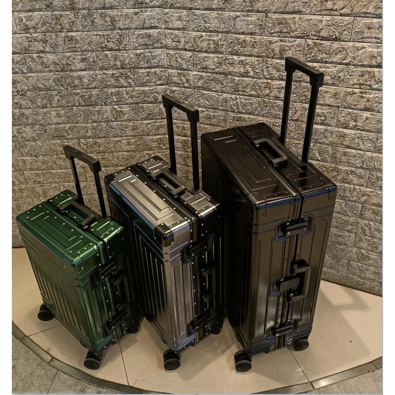 Aluminum-Magnesium Alloy Trolley Case Luggage Men's and Women's Universal Wheel Password Suitcase  Combination lock Luggage