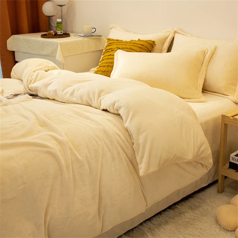 Skin-Friendly Flannel Duvet Cover 1Piece Ultra-Soft Fuzzy Plush Quilt Cover Warmth & Breathable Fade-Resistant Comfort Cover