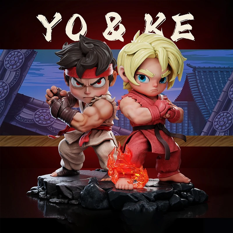 

Q версия Street Fighter Long/Ken Street Fighter, анимационная игра Tide Play, автомобиль, настольная модель ручной работы, украшения, подарки