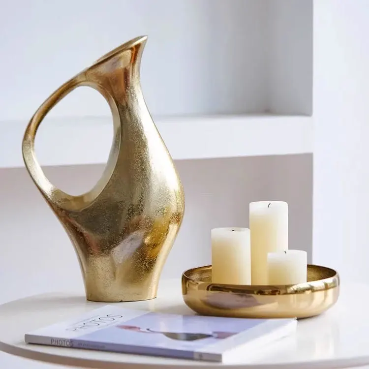 

Modern Simple Abstract Gold Silver Handle Pot Flower Ware Living Room Decor Ornament Home Desk Accessories Decorative Figurines