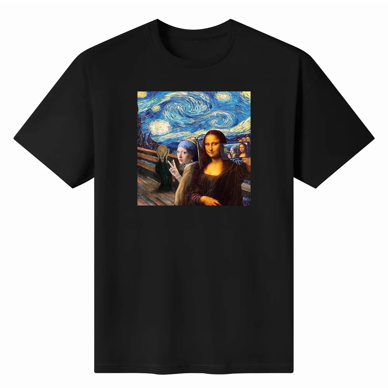 Summer Breathable Men T Shirts Mona Lisa's Smile Funny Print Streetwear Male T-Shirt High Quality Brand Tshirt Man Tops Tees