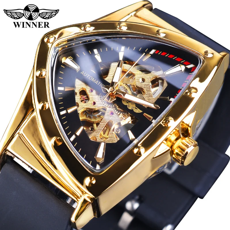 Official brand of free shippingFashion Hollowed-out Men's Automatic Mechanical Silicone Strap Watch New