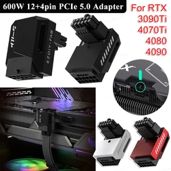 600W 12+4pin PCIe 5.0 Adapter 90 Degree Right Angle 16pin 12VHPWR GPU Male To Female Connector for RTX 3090Ti 4070Ti 4080 4090