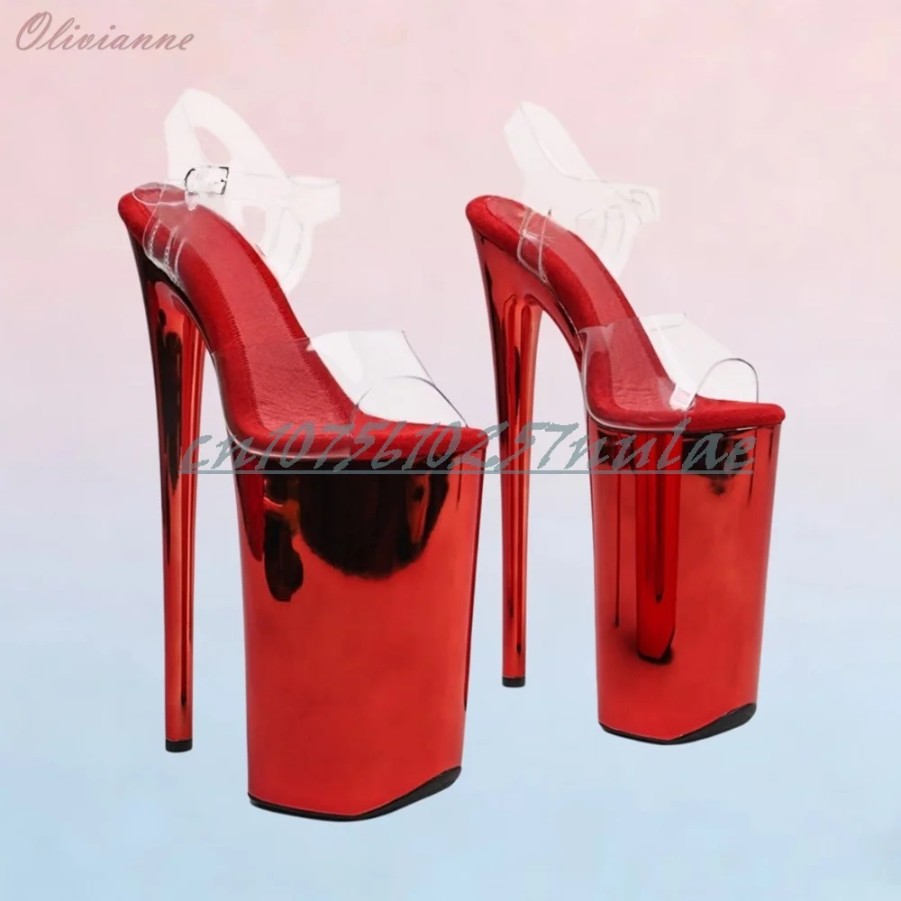 Super Extreme High Heel Platform Sandals PVC Peep Toe Hot Girls Sexy Purple Color Fashion Women Shoes 2026 Women Dance Shoes