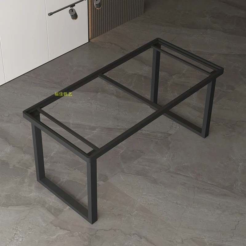 Light luxury inlaid table rack, simple wrought iron coffee bracket, rock slab table legs, marble metal dining table