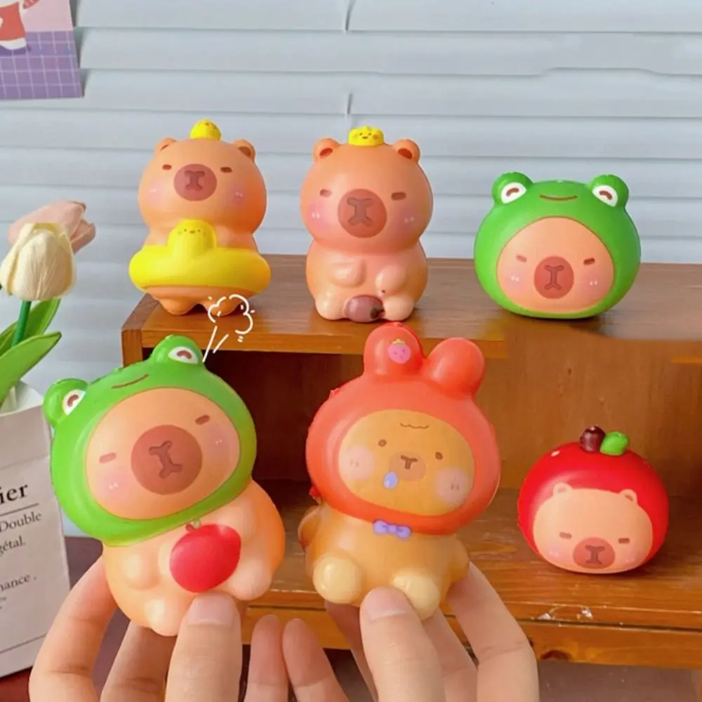 흥미로운 감각 장난감 Capybara Squeeze Toy 느린 리바운드 Fidget 장난감 만화 Fidget 장난감 3D PU 핀치 감압 장난감 어린이