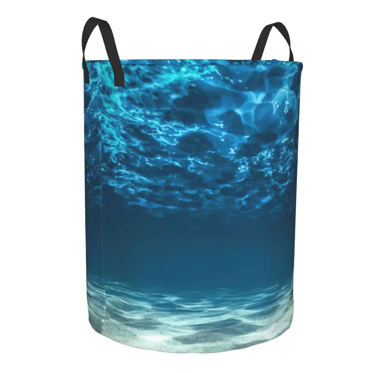 Laundry Basket Blue Ocean Underwater Folding Dirty Clothes Toys Storage Bucket Household