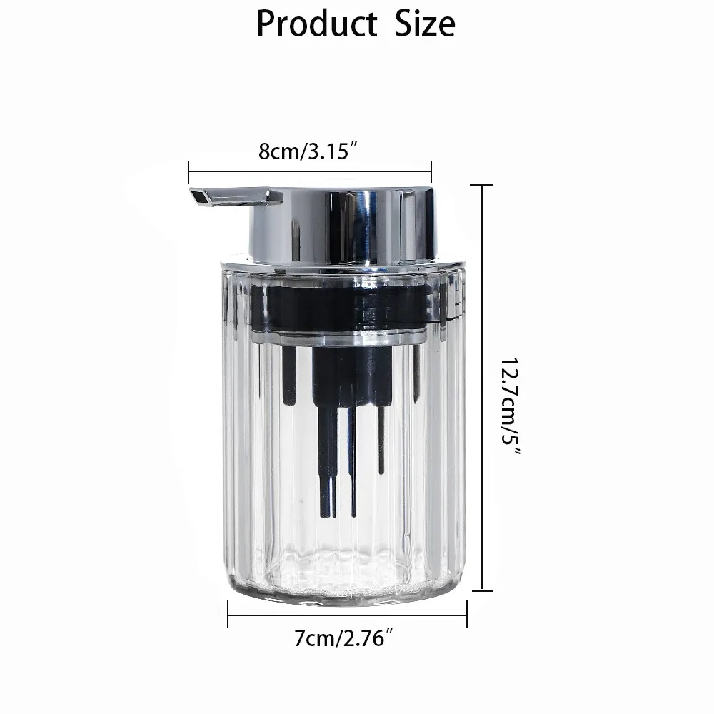 PET Foaming Soap Dispenser 7Oz/200ml Press Type Foam Hand Soap Dispenser with Silver Pump Foaming Pump Bottle Bathroom & Kitchen