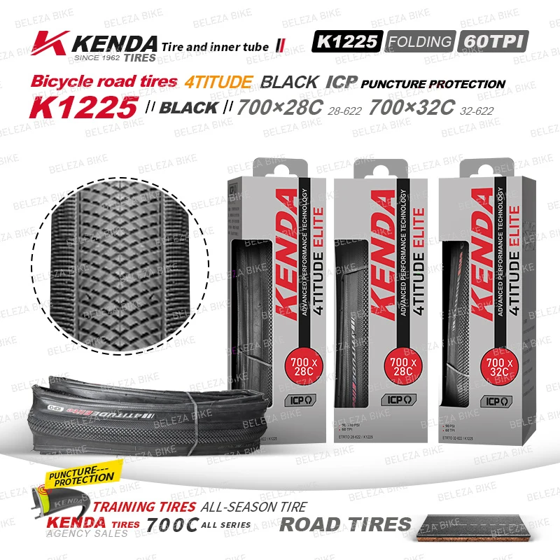 2 pièces KENDA K1225 pneu de vélo de route 700x28C 700x32C pneu de vélo de route pneu de gravier pliable