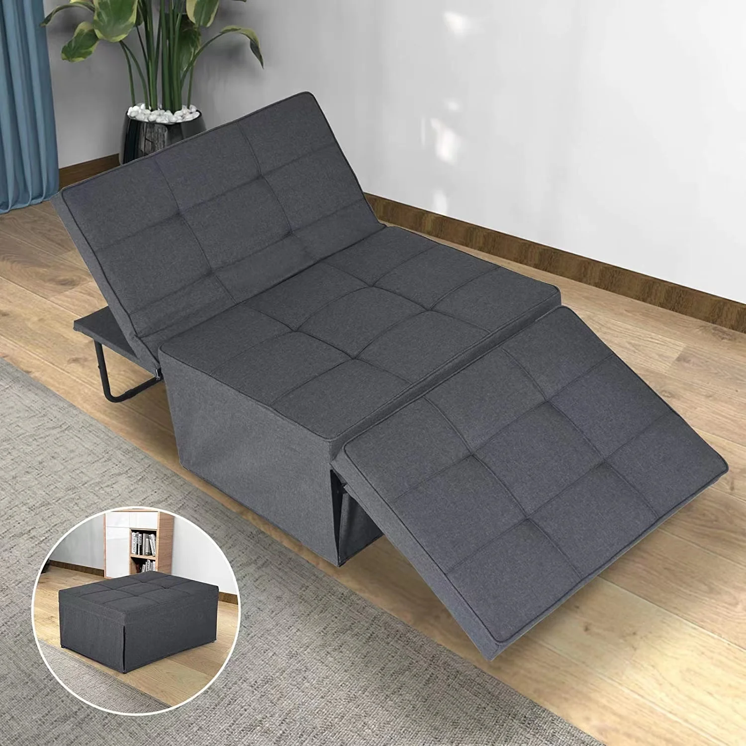 

# Pull Out 1 Seat Sofa Come Bed Foldable Linen Fabric Sliding Recliner Single Sofa Futon Chair For Apartment