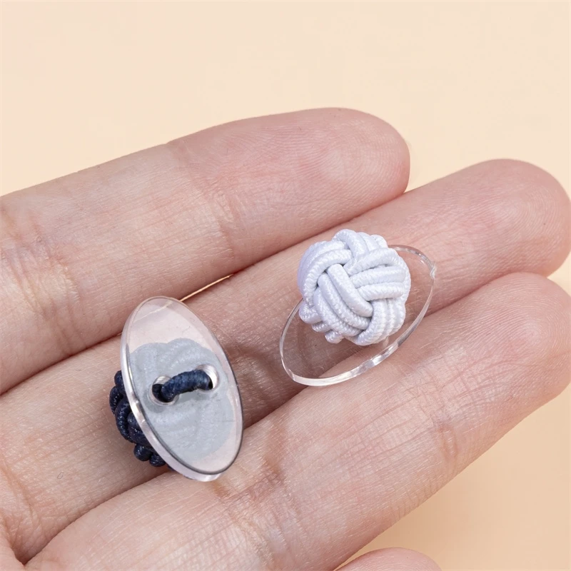 10pcs Elastic Buttons Rope Hand-woven Chinese Style Shirts Cufflinks Buttons Washable