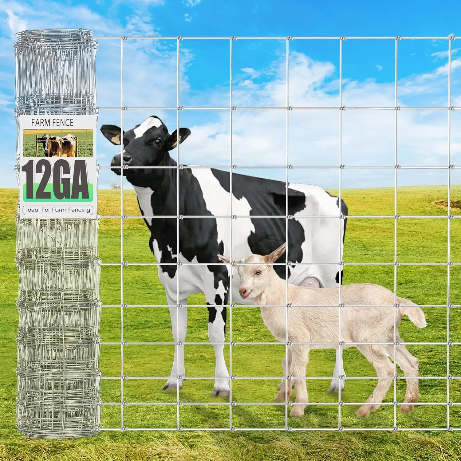 

Heavy Duty 12 Gauge Cattle Panels, 4ftx100ft Galvanized Fence for Garden and Farm Protection
