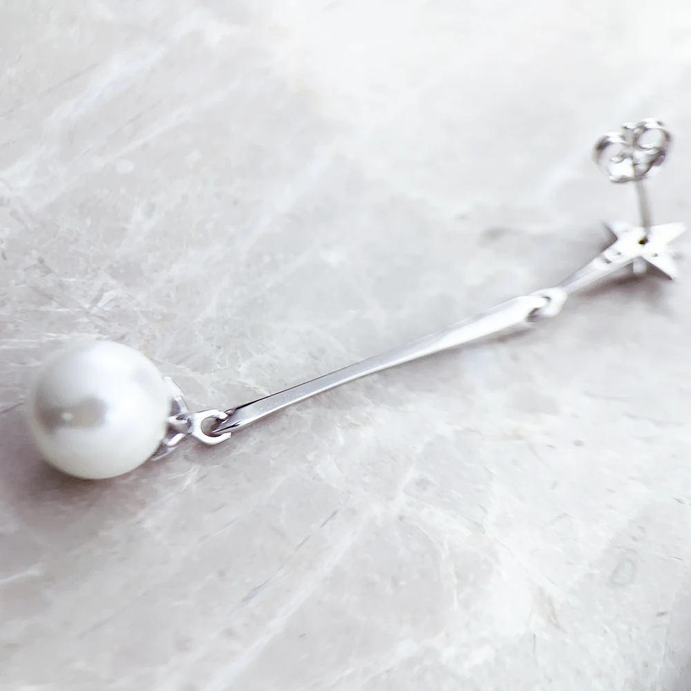Ohrringe Süßwasserperle Stern Neu Vintage 925er Sterlingsilber Geschenk für Frauen Hochwertiger edler Schmuck – Detail 3