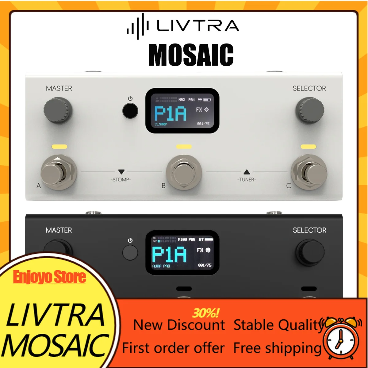 LIVTRA MOSAIC Multi‑Effects Guitar Effect Pedal AI Stem Separation 8+1 Modules NAM IR Support for Acoustic Electric Guitar Bass