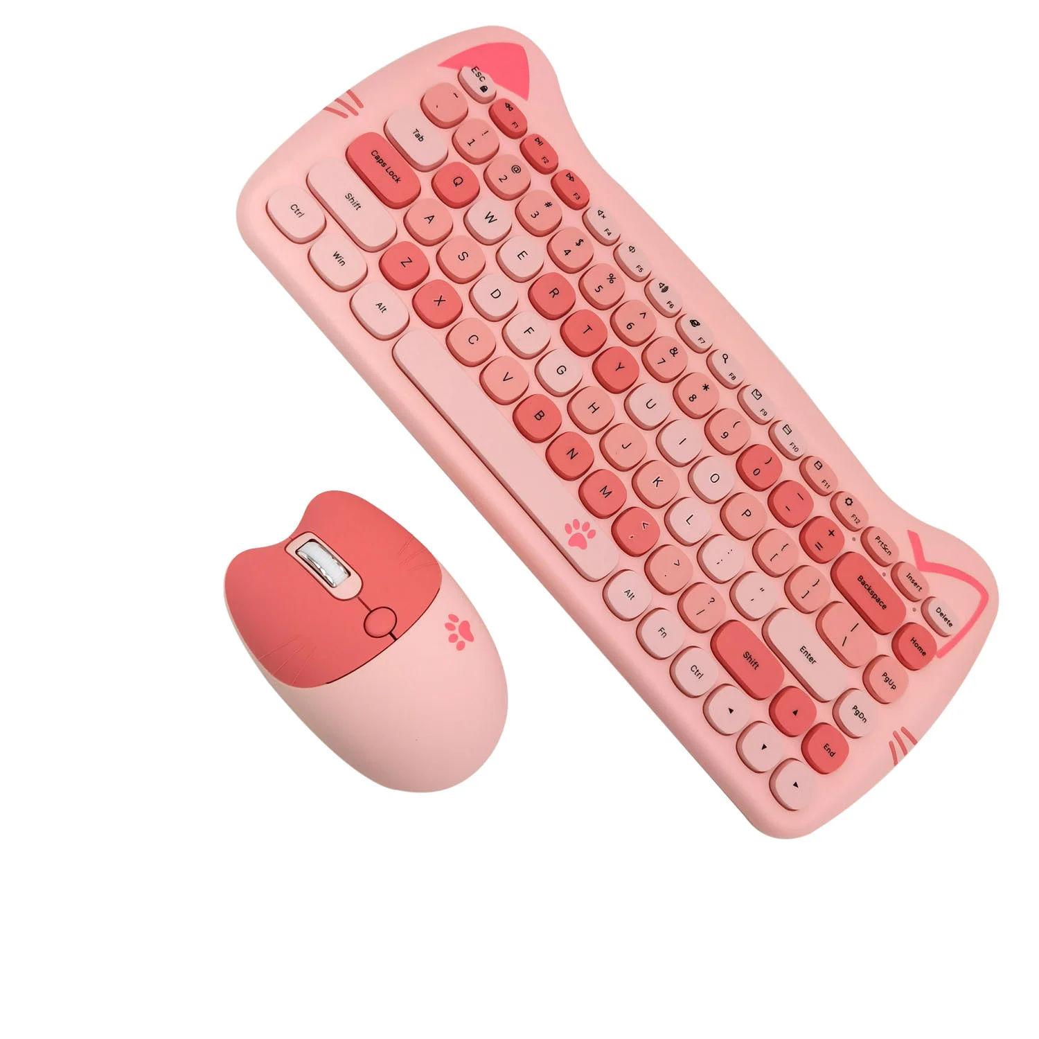 

Cat 2.4G Wireless Keyboard and Mouse Set Cute Lipstick Punk Keyboards and Mice Combos for Computer Laptop
